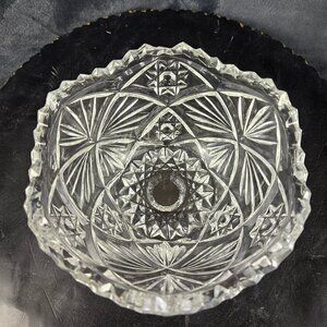 Vintage Cut Glass Bowl with Sawtooth Edge